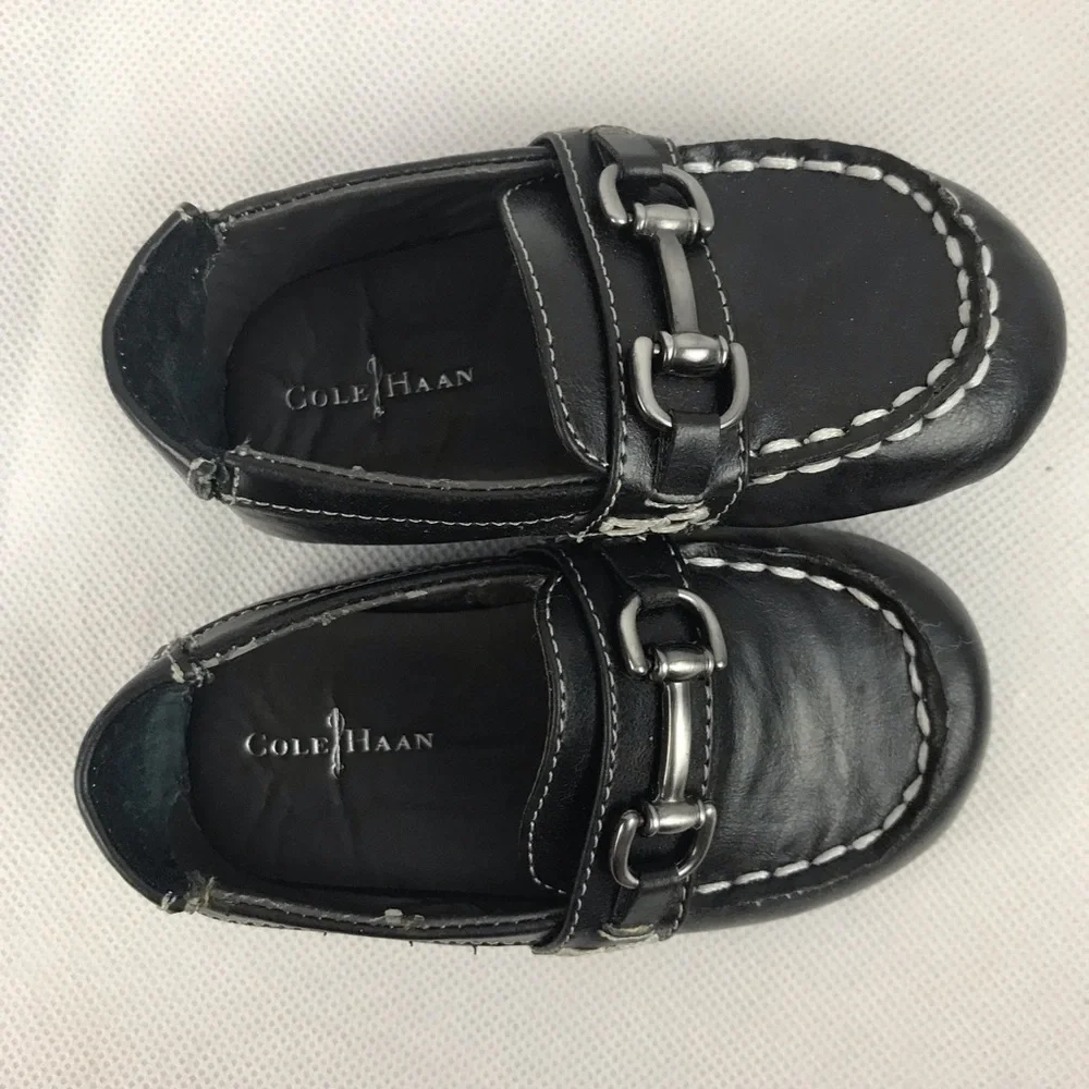 Cole Haan Mini Bit Size 4 Black Baby Boy Dress Shoes Formal Christening Preppy